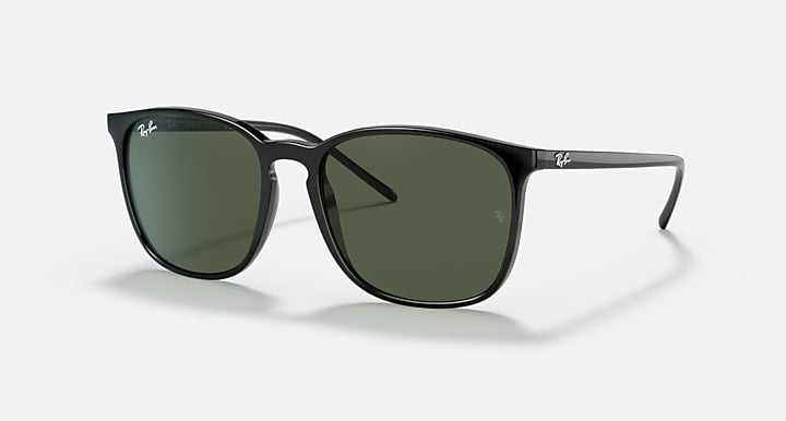 Ray-Ban RB4387 Black with Green Solid Color lenses - Quarter