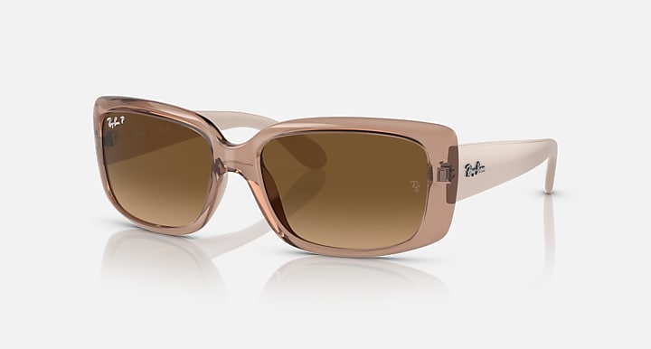 Ray-Ban RB4389 Transparent Brown; Ivory with Brown Polarized Gradient lenses - Quarter
