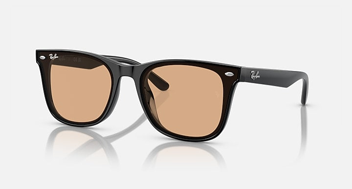 Ray-Ban RB4391D Black with Brown Solid Color lenses - Quarter