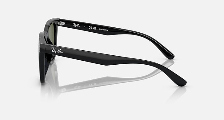 Ray-Ban RB4391D Black with Dark Green Polarized Solid Color lenses - Lateral