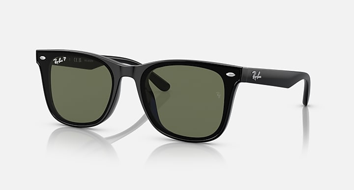 Ray-Ban RB4391D Black with Dark Green Polarized Solid Color lenses - Quarter