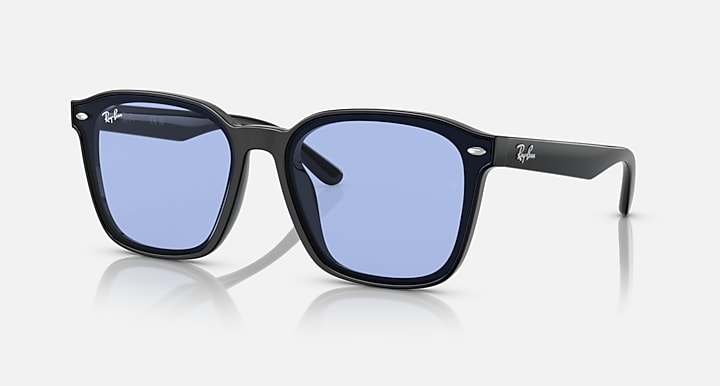 Ray-Ban RB4392D Black with Blue Solid Color lenses - Quarter