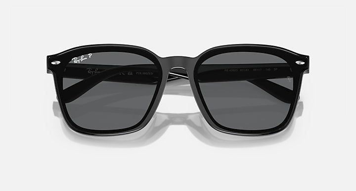 Ray-Ban RB4392D Black with Dark Grey Polarized Solid Color lenses - Closed Front