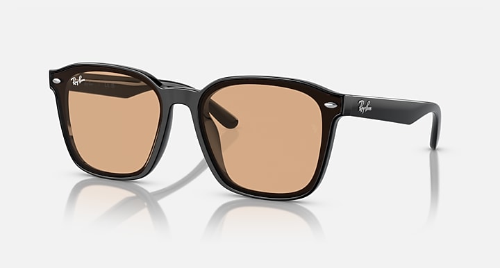 Ray-Ban RB4392D Black with Brown Solid Color lenses - Quarter