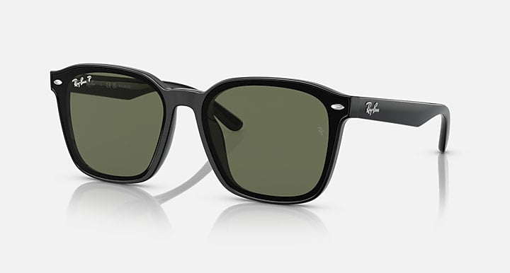Ray-Ban RB4392D Black with Dark Green Polarized Solid Color lenses - Quarter