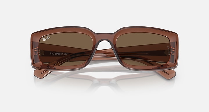 Ray-Ban KILIANE BIO-BASED Transparent Brown with Dark Brown Solid Color lenses - Closed Front