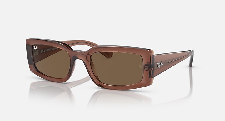 Ray-Ban KILIANE BIO-BASED Transparent Brown with Dark Brown Solid Color lenses - Quarter
