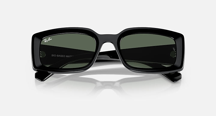 Ray-Ban KILIANE BIO-BASED Black with Dark Green Solid Color lenses - Closed Front
