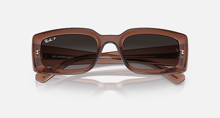 Ray-Ban KILIANE BIO-BASED Transparent Brown with Grey Polarized Gradient lenses - Closed Front