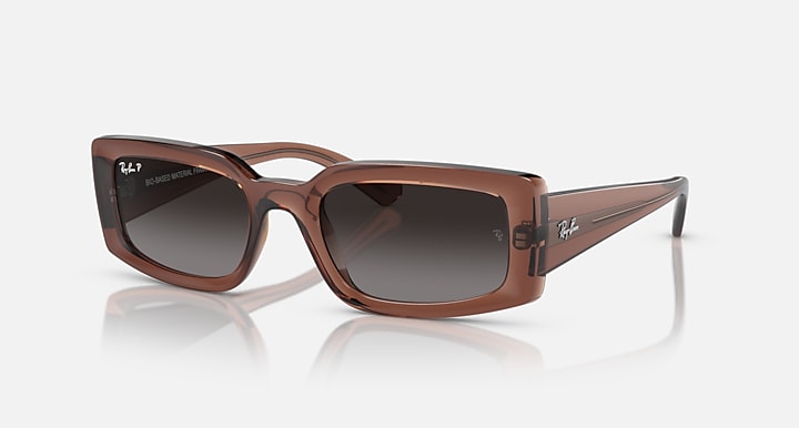 Ray-Ban KILIANE BIO-BASED Transparent Brown with Grey Polarized Gradient lenses - Quarter