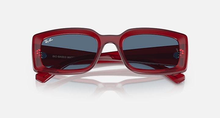 Ray-Ban KILIANE BIO-BASED LIMITED Transparent Red with Dark Blue Solid Color lenses - Closed Front