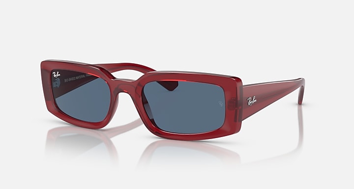 Ray-Ban KILIANE BIO-BASED LIMITED Transparent Red with Dark Blue Solid Color lenses - Quarter