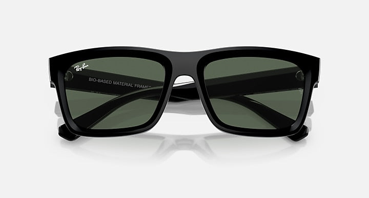 Ray-Ban WARREN BIO-BASED Black with Dark Green Solid Color lenses - Closed Front