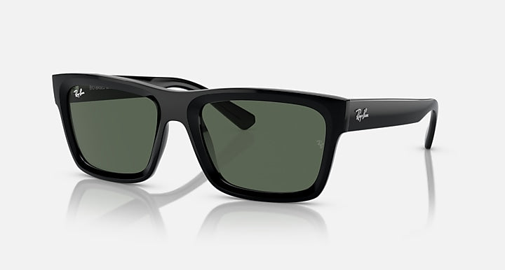 Ray-Ban WARREN BIO-BASED Black with Dark Green Solid Color lenses - Quarter