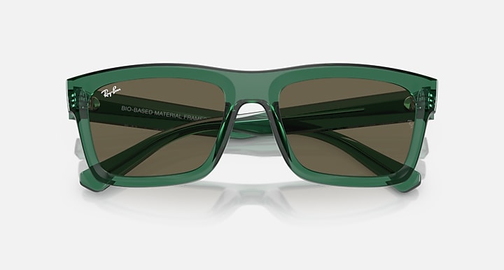 Ray-Ban WARREN BIO-BASED Transparent Green with Brown Solid Color lenses - Closed Front