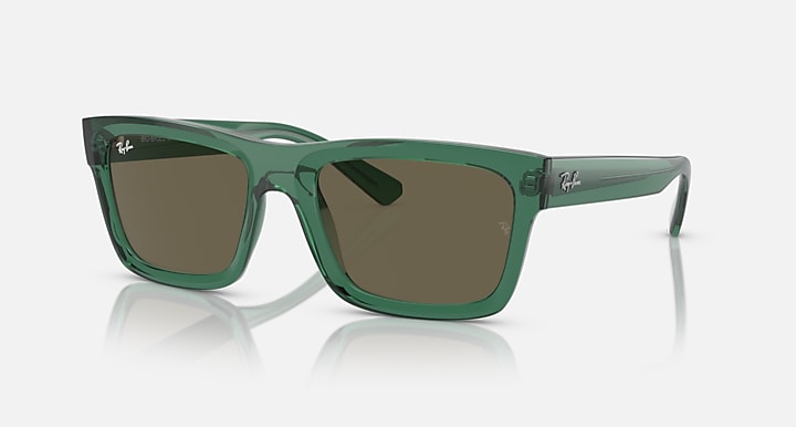 Ray-Ban WARREN BIO-BASED Transparent Green with Brown Solid Color lenses - Quarter