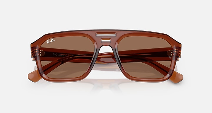 Ray-Ban CORRIGAN BIO-BASED FALL LIMITED Transparent Brown with Dark Brown Solid Color lenses - Closed Front