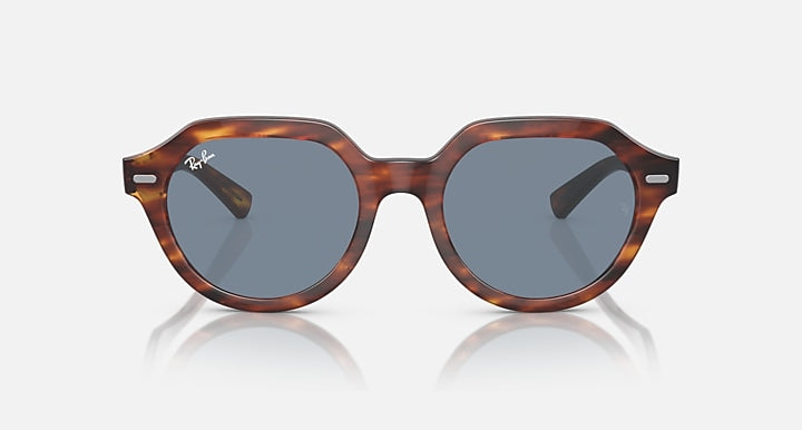Ray-Ban GINA Striped Havana with Blue Solid Color lenses - Front