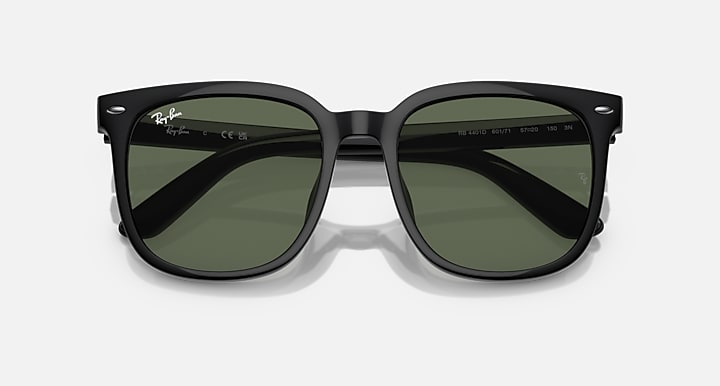 Ray-Ban RB4401D Black with Dark Green Solid Color lenses - Closed Front