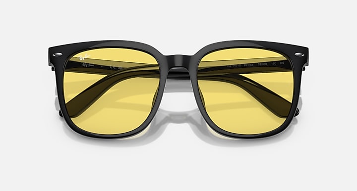 Ray-Ban RB4401D Black with Yellow Solid Color lenses - Closed Front
