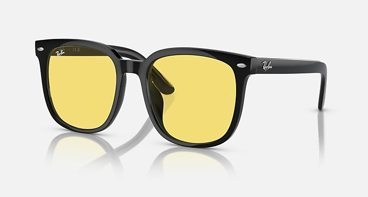 Ray-Ban RB4401D Black with Yellow Solid Color lenses - Quarter