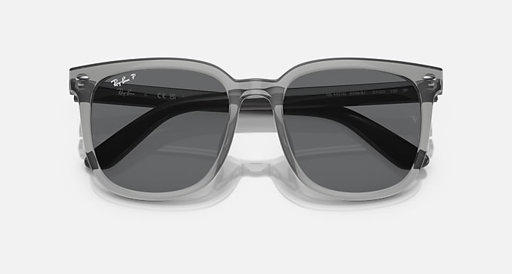 Ray-Ban RB4401D Transparent Grey; Grey with Dark Grey Polarized Solid Color lenses - Closed Front