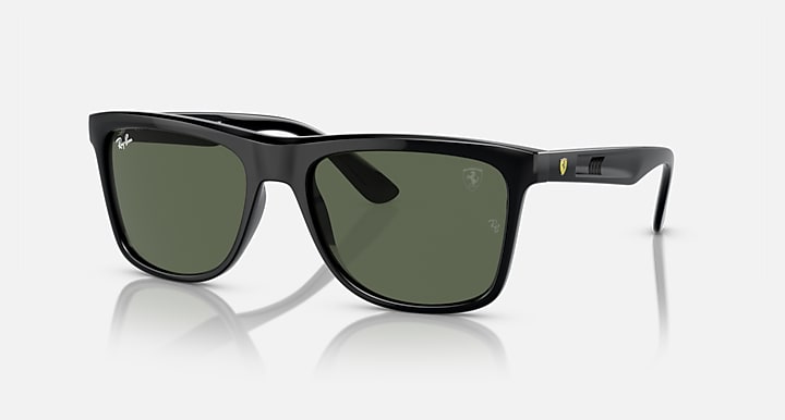 Ray-Ban RB4413M SCUDERIA FERRARI COLLECTION Black with Dark Green Solid Color lenses - Quarter