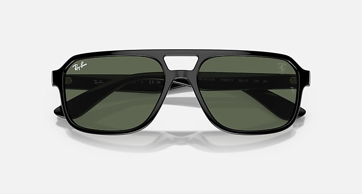 Ray-Ban RB4414M SCUDERIA FERRARI COLLECTION Black with Dark Green Solid Color lenses - Closed Front