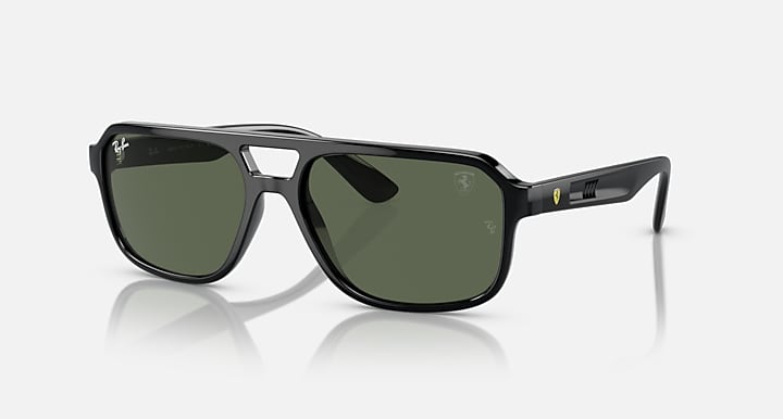 Ray-Ban RB4414M SCUDERIA FERRARI COLLECTION Black with Dark Green Solid Color lenses - Quarter