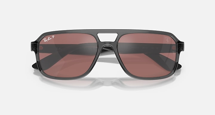 Ray-Ban RB4414M SCUDERIA FERRARI COLLECTION POLARIZED+ LENSES Transparent Grey with Purple & Silver Polarized Polarized+ lenses - Closed Front
