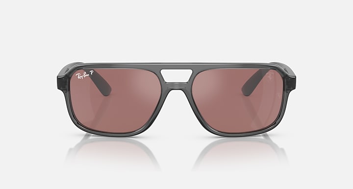 Ray-Ban RB4414M SCUDERIA FERRARI COLLECTION POLARIZED+ LENSES Transparent Grey with Purple & Silver Polarized Polarized+ lenses - Front