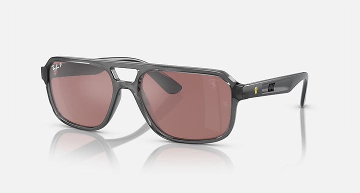 Ray-Ban RB4414M SCUDERIA FERRARI COLLECTION POLARIZED+ LENSES Transparent Grey with Purple & Silver Polarized Polarized+ lenses - Quarter