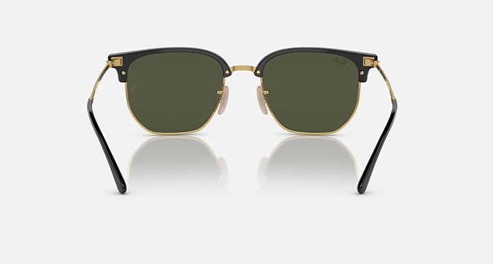 Ray-Ban NEW CLUBMASTER Black On Gold with Green Solid Color lenses - Back