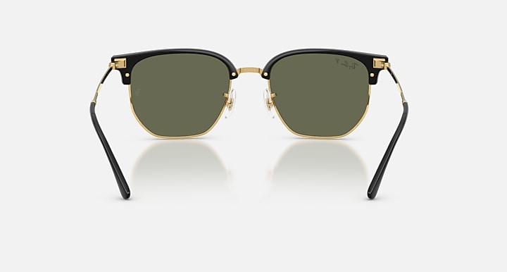 Ray-Ban NEW CLUBMASTER Black On Arista; Arista with Polarized Green Solid Color lenses - Back