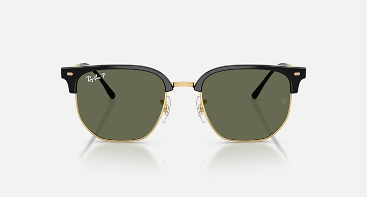 Ray-Ban NEW CLUBMASTER Black On Arista; Arista with Polarized Green Solid Color lenses - Front