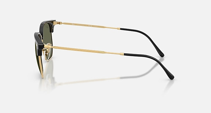 Ray-Ban NEW CLUBMASTER Black On Arista; Arista with Polarized Green Solid Color lenses - Lateral