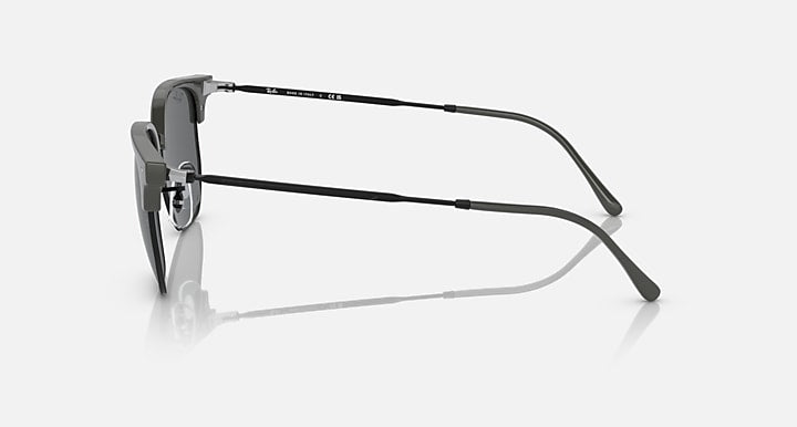 Ray-Ban NEW CLUBMASTER Grey On Black; Black with Dark Grey Solid Color lenses - Lateral
