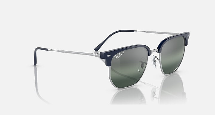 Ray-Ban NEW CLUBMASTER POLARIZED+ LENSES Blue On Silver; Silver with Silver/Blue Polarized+ Polarized+ lenses - Alternative