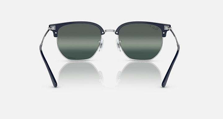 Ray-Ban NEW CLUBMASTER POLARIZED+ LENSES Blue On Silver; Silver with Silver/Blue Polarized+ Polarized+ lenses - Back