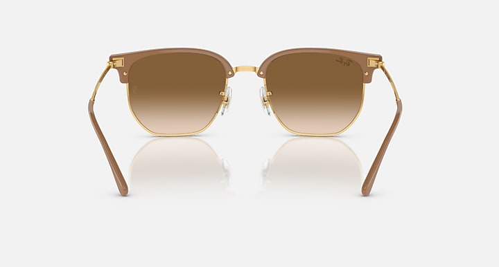 Ray-Ban NEW CLUBMASTER Beige On Gold; Gold with Light Brown Gradient lenses - Back
