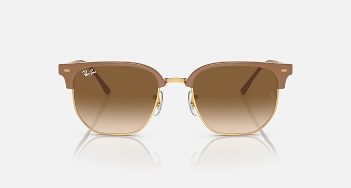 Ray-Ban NEW CLUBMASTER Beige On Gold; Gold with Light Brown Gradient lenses - Front