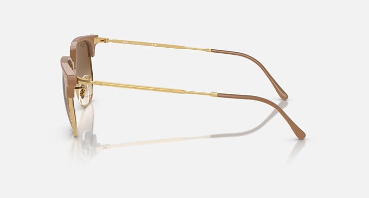 Ray-Ban NEW CLUBMASTER Beige On Gold; Gold with Light Brown Gradient lenses - Lateral