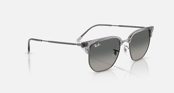 Ray-Ban NEW CLUBMASTER Transparent Gray On Gunmetal; Gunmetal with Light Grey Gradient Dark Grey Gradient lenses - Alternative