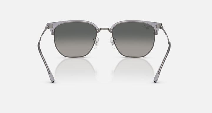 Ray-Ban NEW CLUBMASTER Transparent Gray On Gunmetal; Gunmetal with Light Grey Gradient Dark Grey Gradient lenses - Back