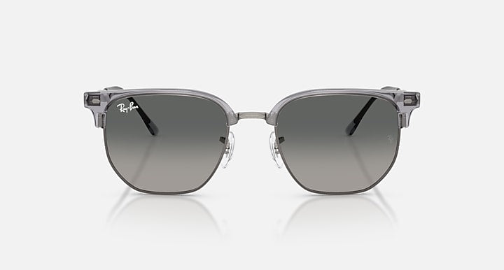 Ray-Ban NEW CLUBMASTER Transparent Gray On Gunmetal; Gunmetal with Light Grey Gradient Dark Grey Gradient lenses - Front