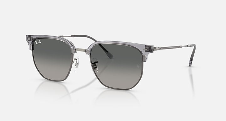Ray-Ban NEW CLUBMASTER Transparent Gray On Gunmetal; Gunmetal with Light Grey Gradient Dark Grey Gradient lenses - Quarter