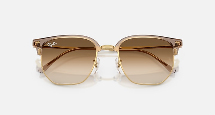 Ray-Ban NEW CLUBMASTER Transparent Brown On Arista; Arista with Clear Gradient Brown Gradient lenses - Closed Front