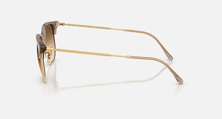 Ray-Ban NEW CLUBMASTER Transparent Brown On Arista; Arista with Clear Gradient Brown Gradient lenses - Lateral