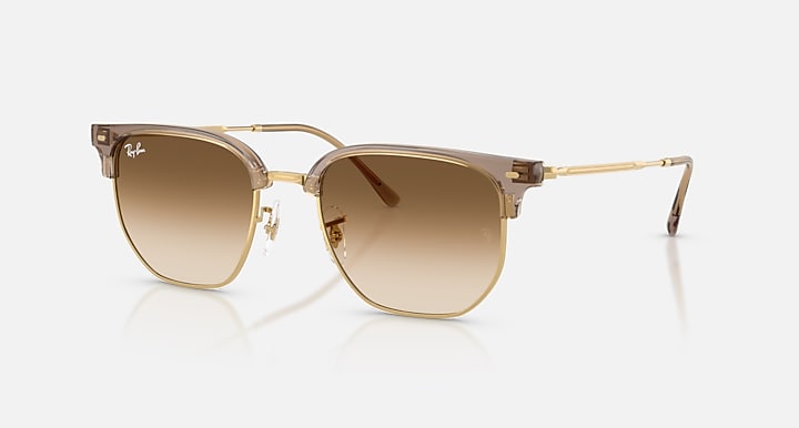 Ray-Ban NEW CLUBMASTER Transparent Brown On Arista; Arista with Clear Gradient Brown Gradient lenses - Quarter