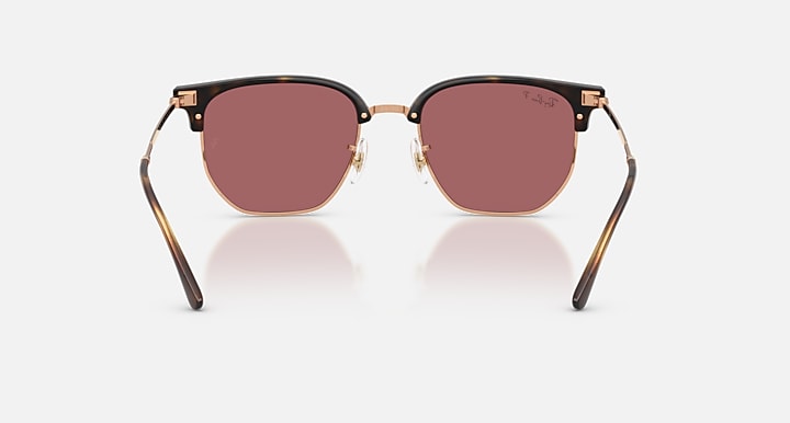 Ray-Ban NEW CLUBMASTER ONLINE ONLY LIMITED Havana On Rose Gold; Rose Gold with Polarized Purple Solid Color lenses - Back